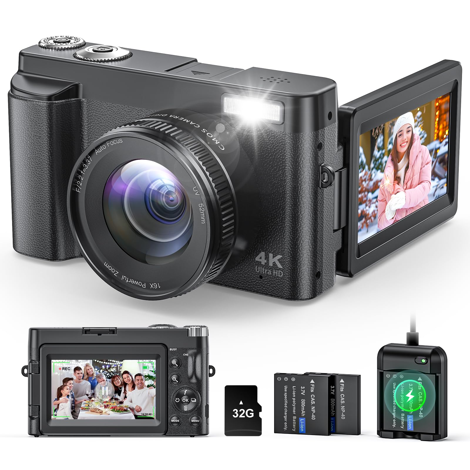Amazon.com : 4K Digital Camera for Beginners & Teens, Autofocus