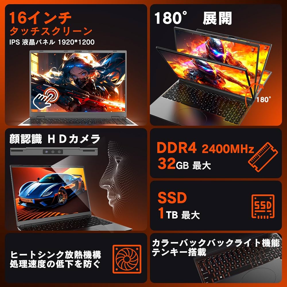 Amazon.co.jp: VETESA ノートパソコン 16インチ タッチパネル 顔認証