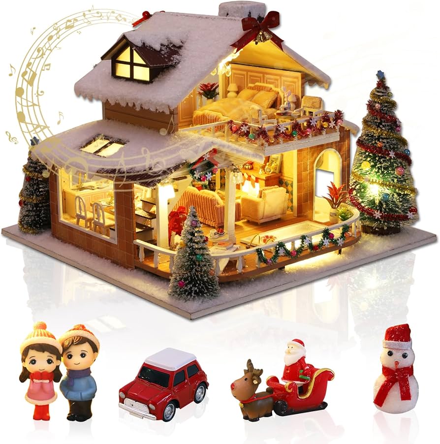 Amazon | Hallisun ドールハウス ミニチュア 手作り DIY 組立 二階建て