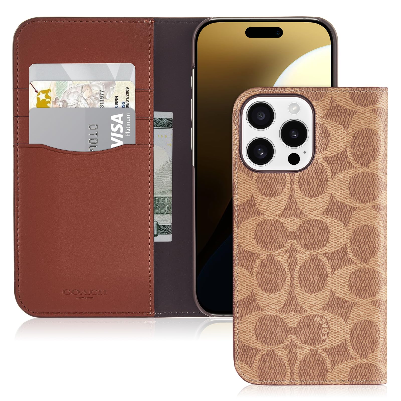 Coach Signature Canvas Wallet Folio iPhone 16 Pro Max Case