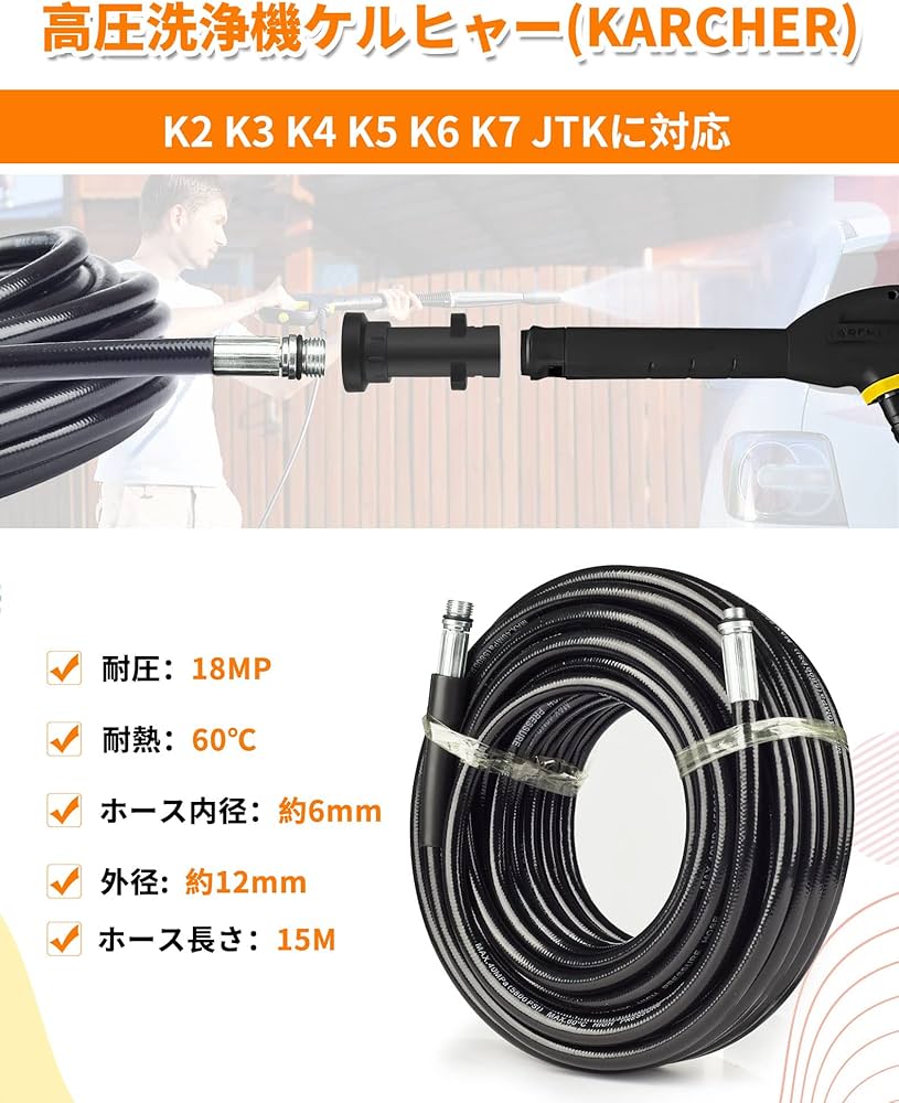 Amazon | ZitFRi パイプクリーニングホース ケルヒャー用 10M 高圧洗浄