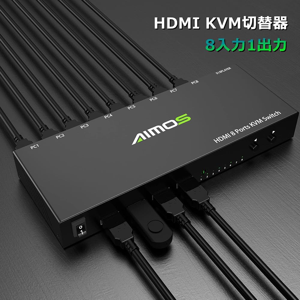 Amazon.co.jp: HDMI KVM 8入力1出力 PC切替器 4K@30Hz KVM 切り替え器