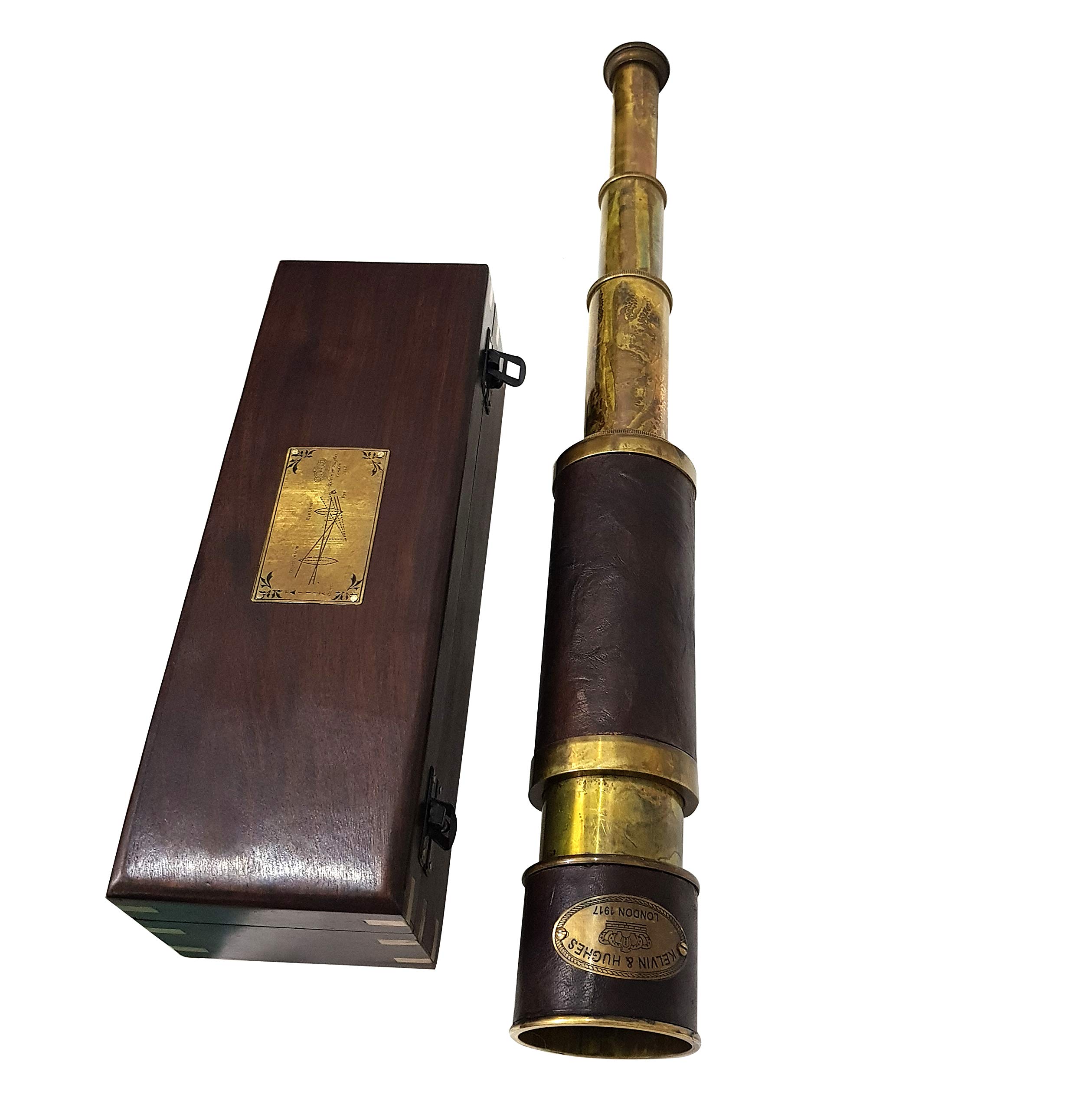 Amazon.com: Antique Brass Leather Telescope Kelvin & Hughes London