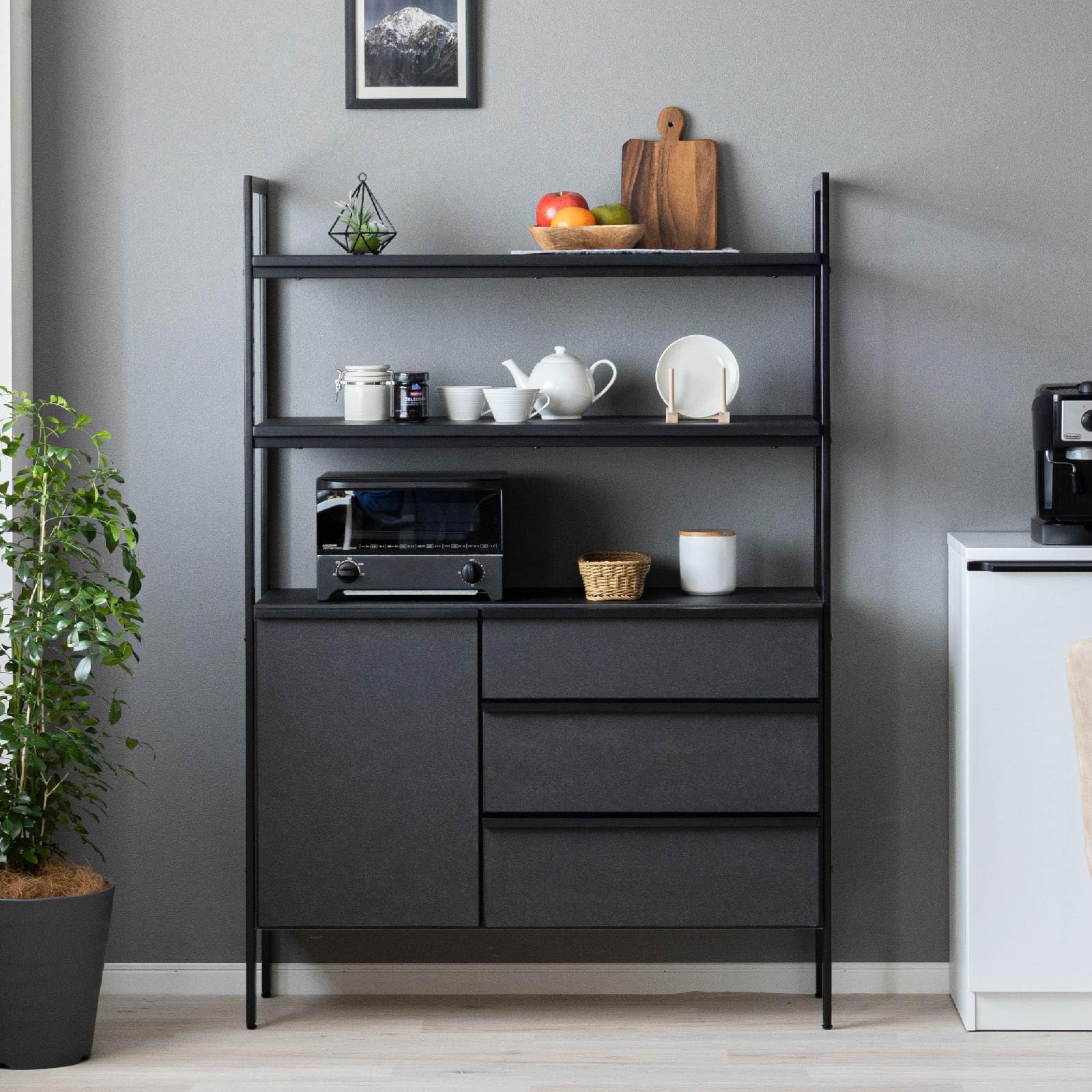 Amazon｜tac INTERIOR オープンシェルフ 引き出し付き 幅100