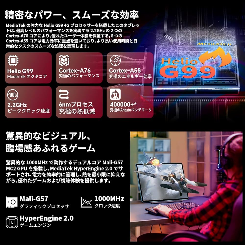 Amazon.co.jp: TECLAST T70 タブレット 14インチ、8コアCPU 2.2Ghz G99