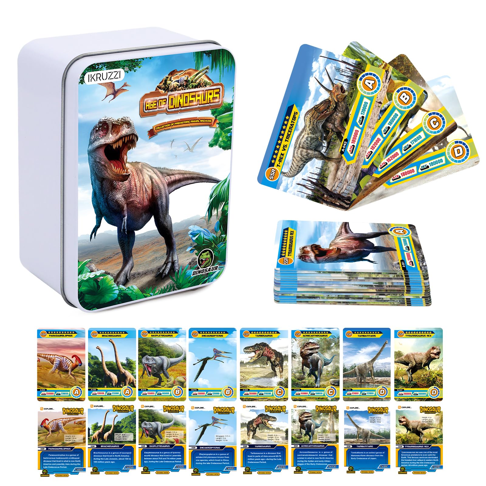 Amazon.com: IKRUZZI 168 PCS Dinosaur Cards Set - Educational