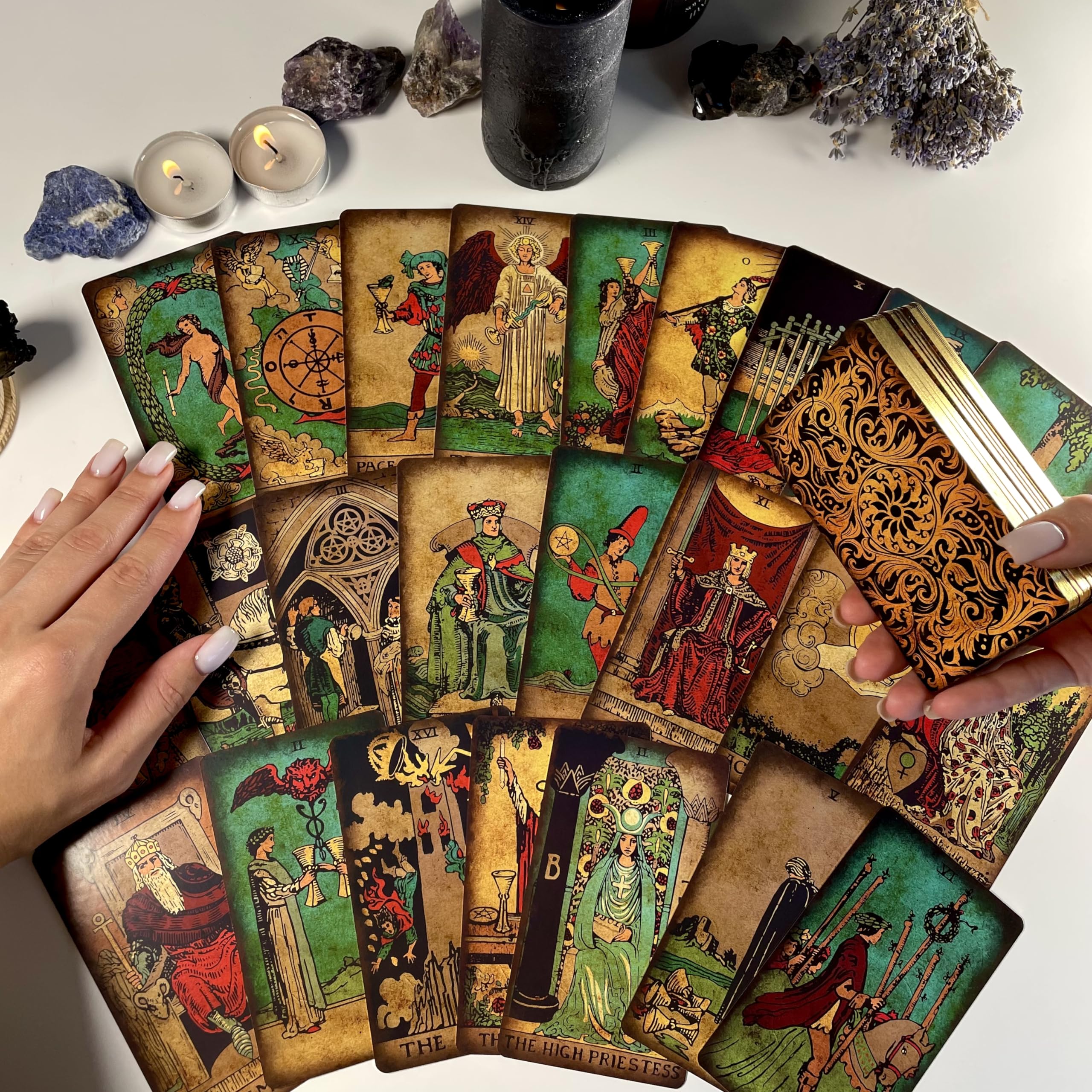 Amazon.co.jp: CRAFTERIAN Bright タロットカードデッキ、78枚のカード