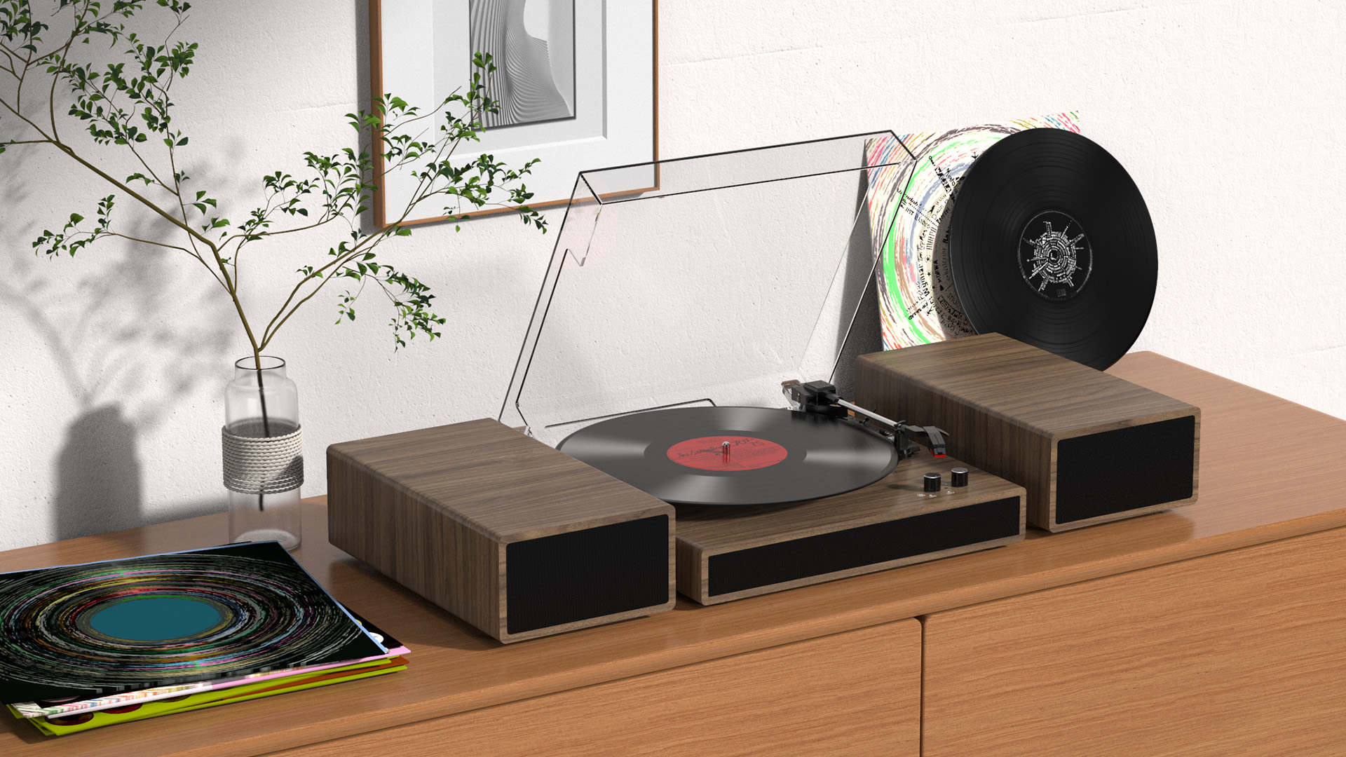 Amazon.com: Vinyl Record Player with Dual Stereo Bookshelf