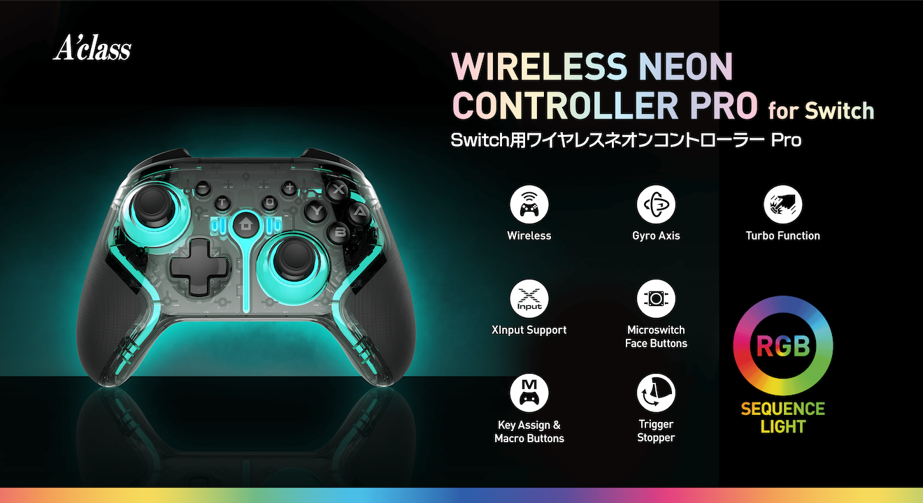 Amazon.co.jp: アクラス Switch用ワイヤレスネオンコントローラーPro