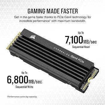 Corsair MP600 PRO LPX 1TB M.2 PCIe Gen4 NVMe SSD, Up to 7100MB/s