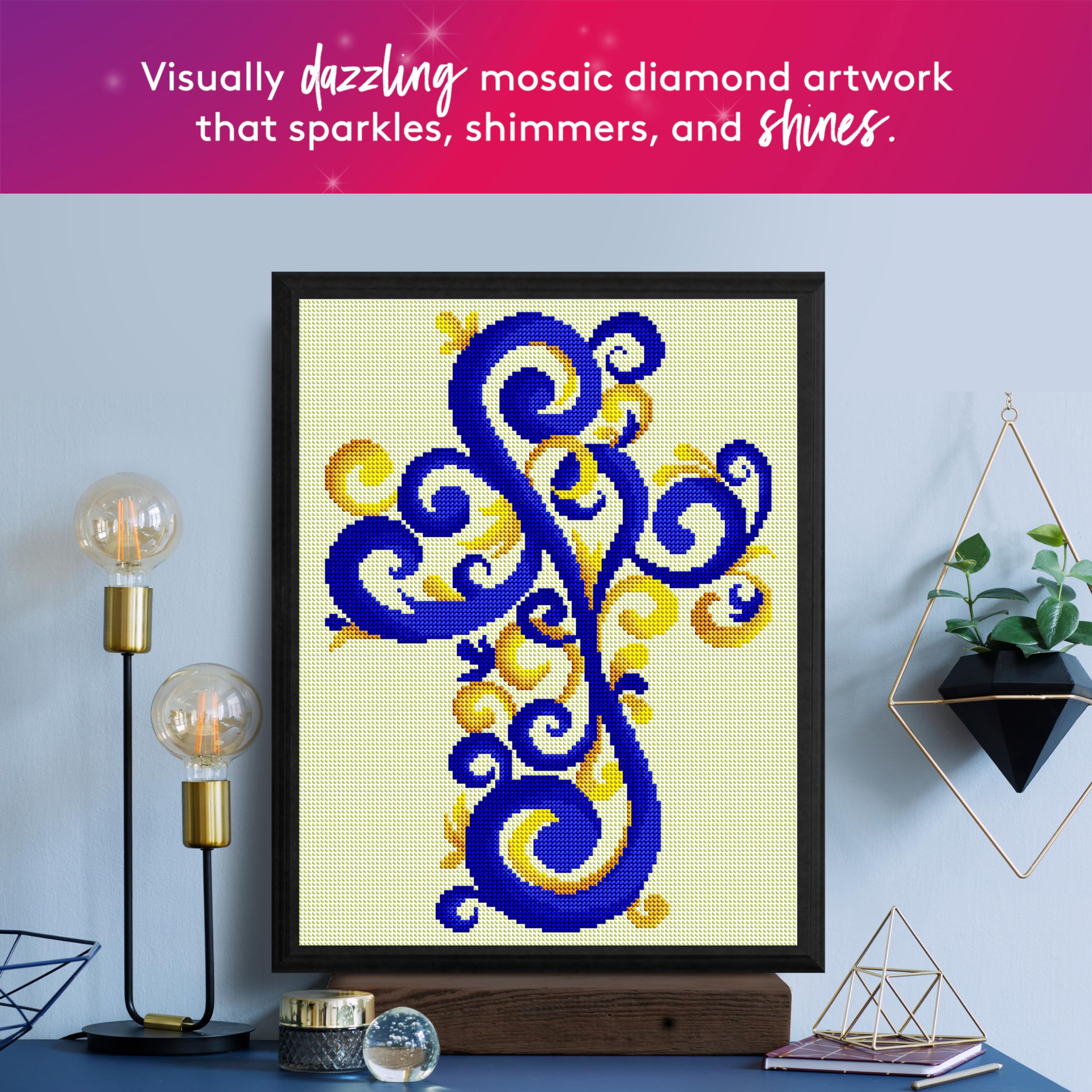 Amazon.com: DIAMOND ART CLUB Blue and Gold Ornate Cross Diamond
