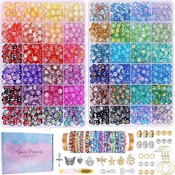 Amazon.com: 1800PCS 8mm Crackle Glass Beads Bracelet Making Kit