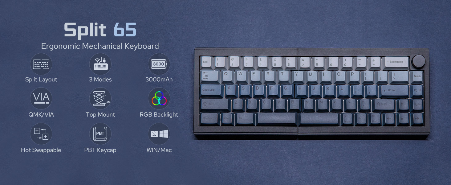 Amazon.com: EPOMAKER Split65 QMK/VIA Programmable Keyboard