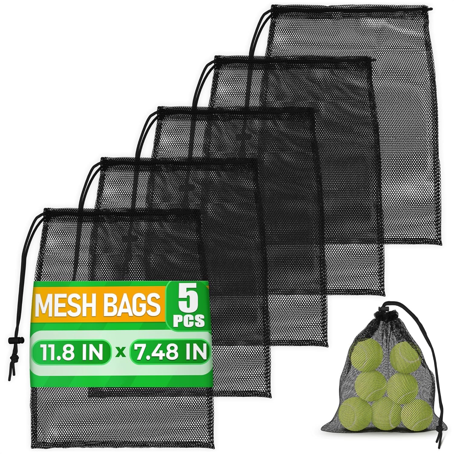 Amazon.com: Small Mesh Bags Drawstring Black 5Pcs 11,8x7,48