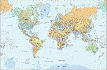 Amazon | クラシック世界地図 - 50インチ x 33インチ ペーパー
