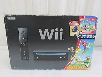 Wii Black Console with New Super Mario Brothers Wii and Music CD