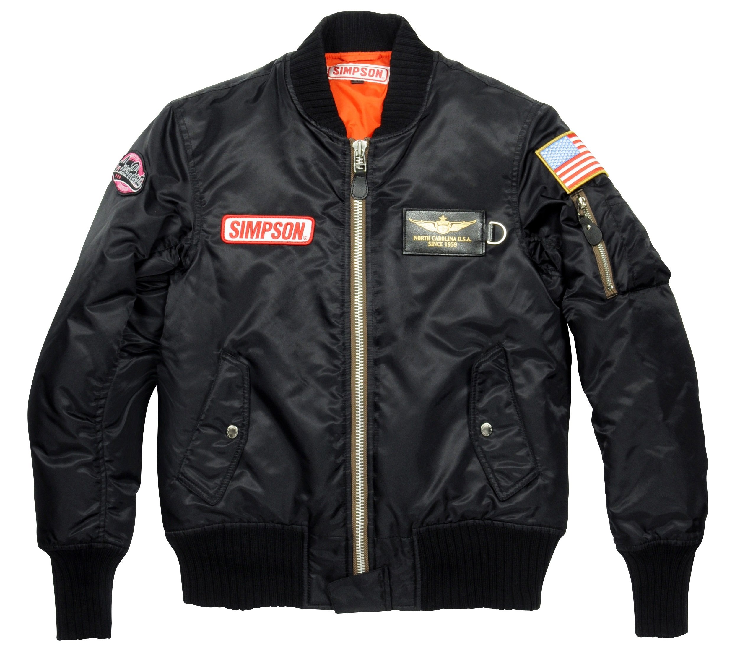 Amazon | [シンプソン] MA-1タイプジャケット ブラック WL SJ-5137L