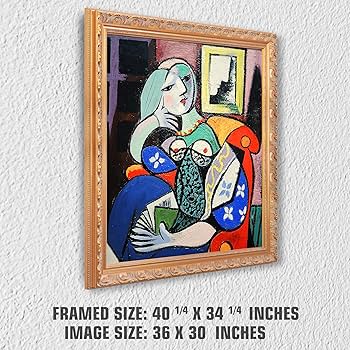 Amazon.com: Woman with Book by Pablo Picasso Solid Wooden Framed