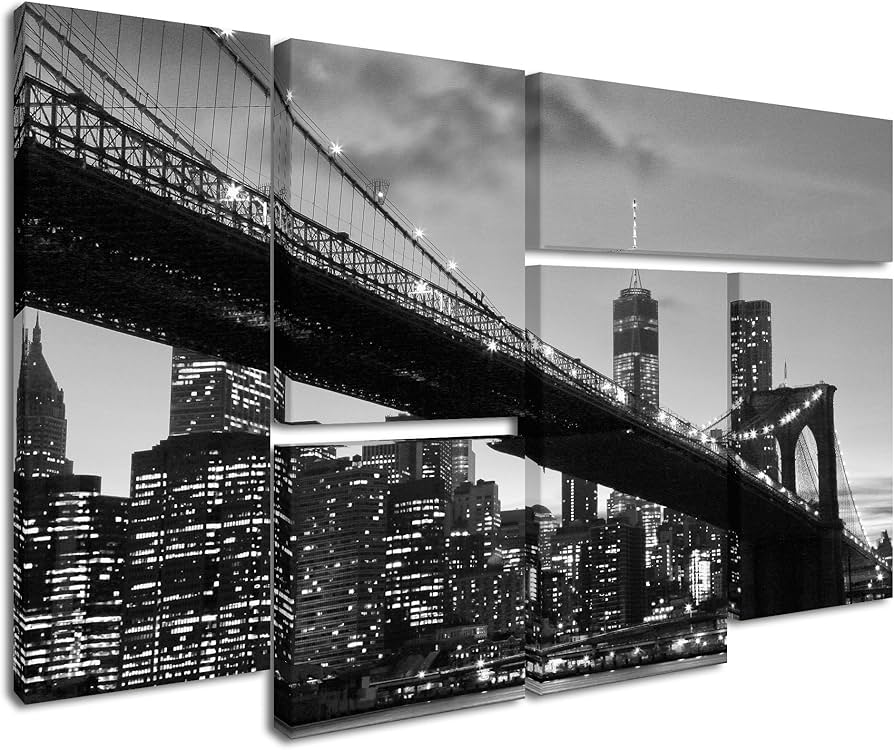 Amazon.co.jp: ブルックリン橋5 by CATeyes 6 Pieceマルチパネルアート