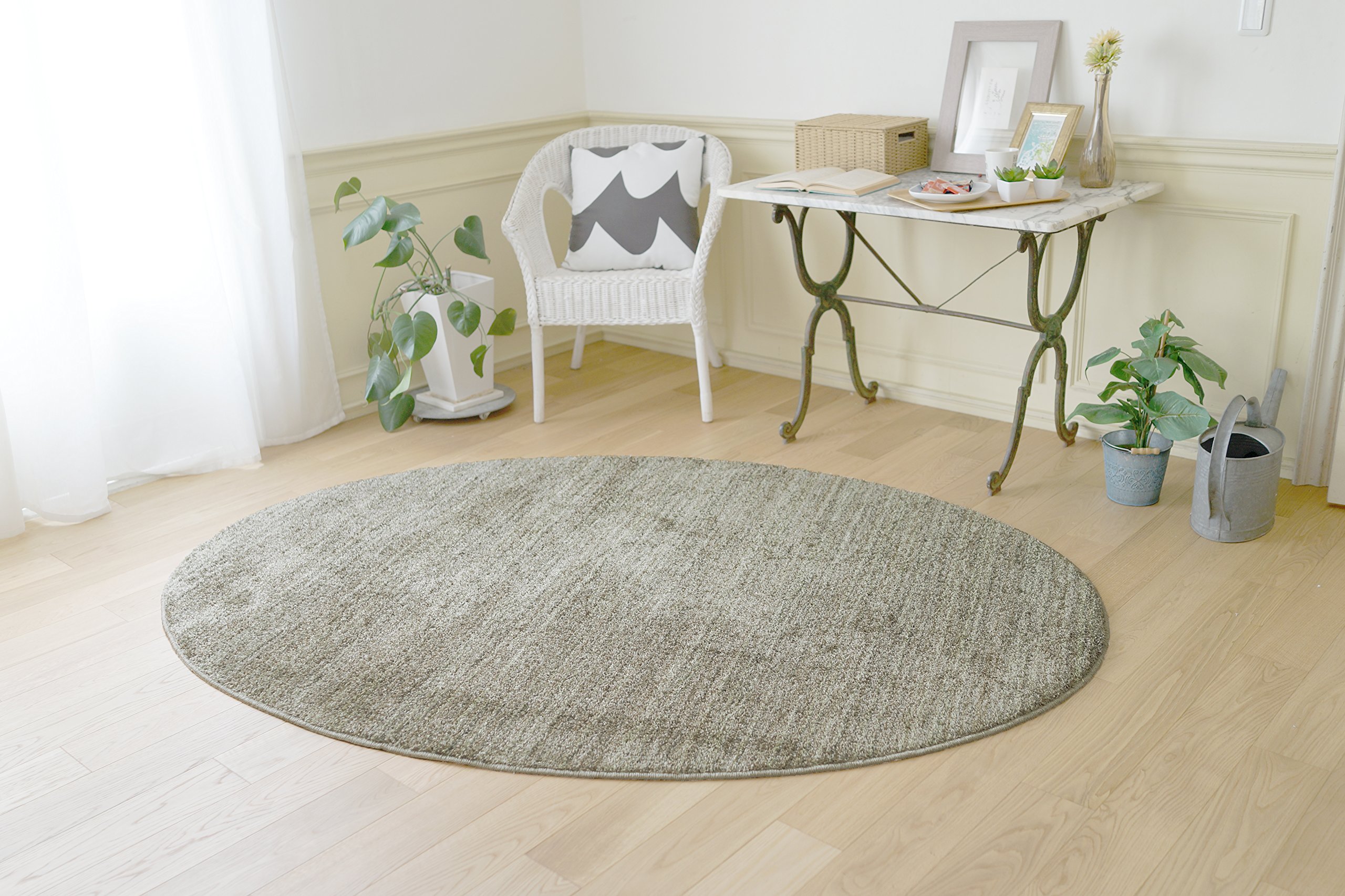 Amazon｜スミノエ(Suminoe) ラグ グレージュ 楕円形 140×200cm 防炎 防