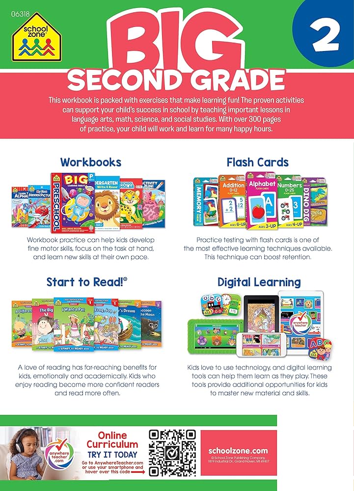 School Zone - Big Second Grade Workbook - Ages 7 to 8, 2nd Grade