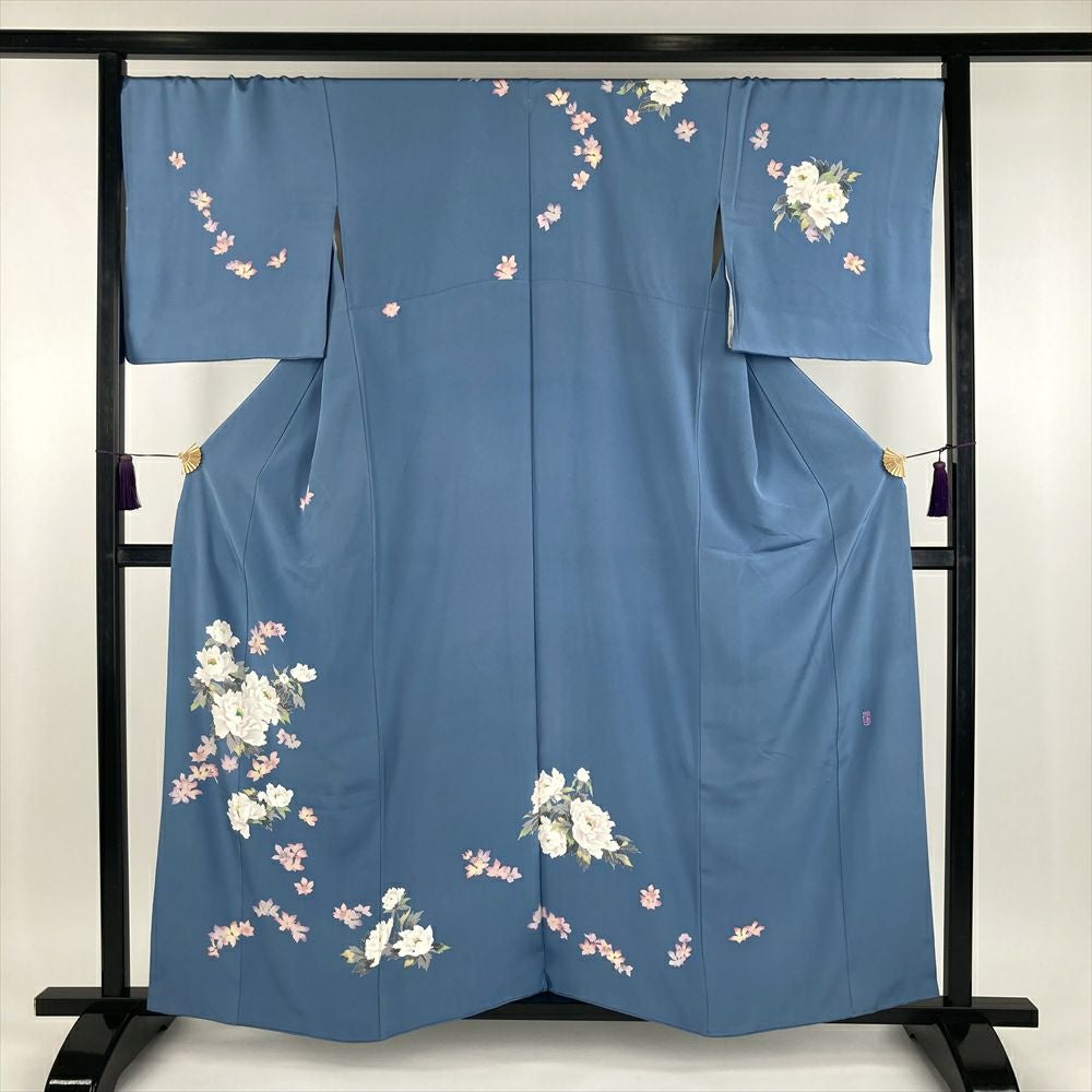 中古） 特撰加賀友禅 奥田勝将 訪問着 薄群青色 フォーマル 染め