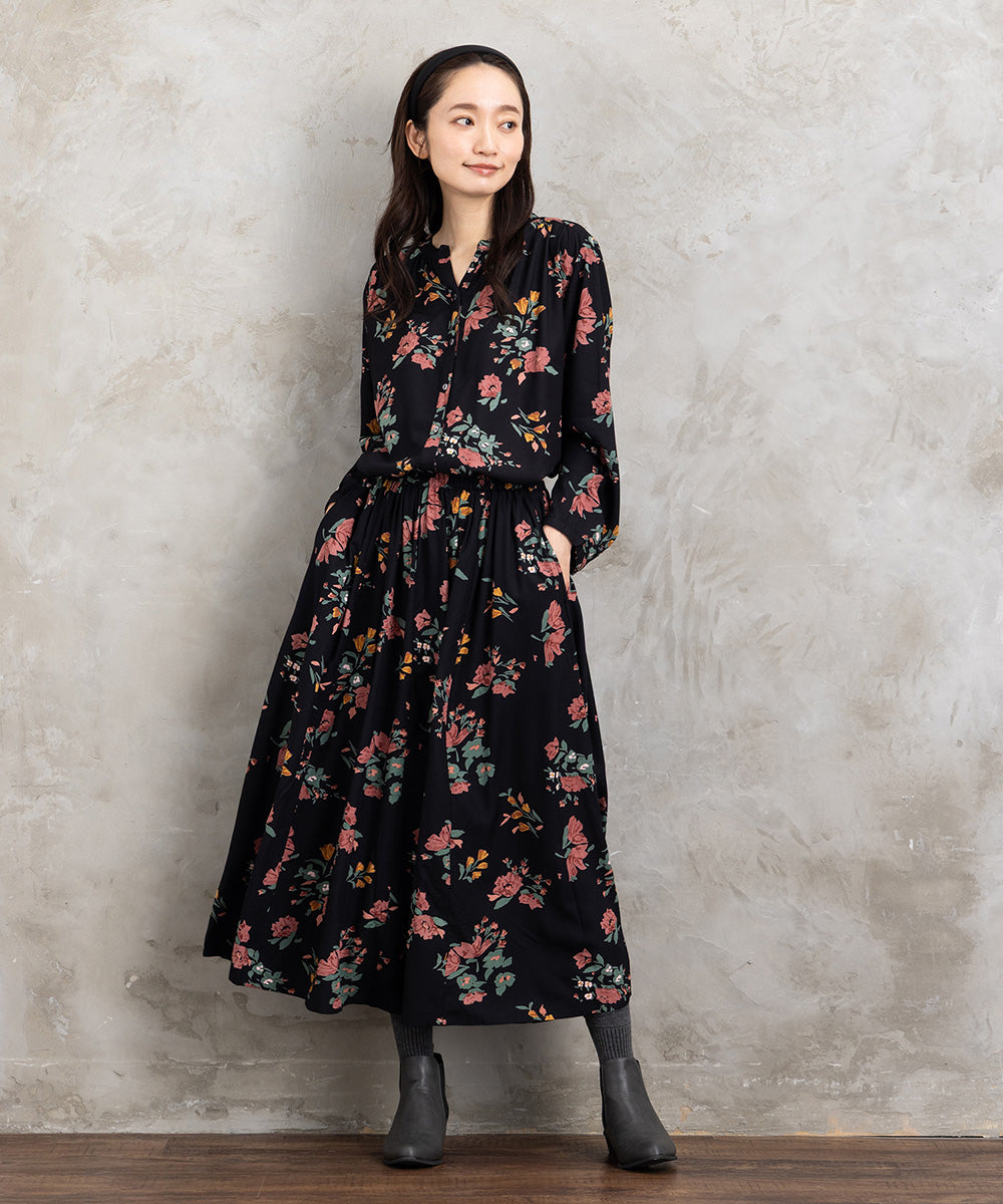 大きいサイズ レディース 花柄 プリント 長袖ブラウス｜sabstreet my