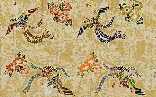 白茶色金通菊桐鳳凰金襴九条袈裟 座具付 | 京都の曹洞宗の法衣・仏具