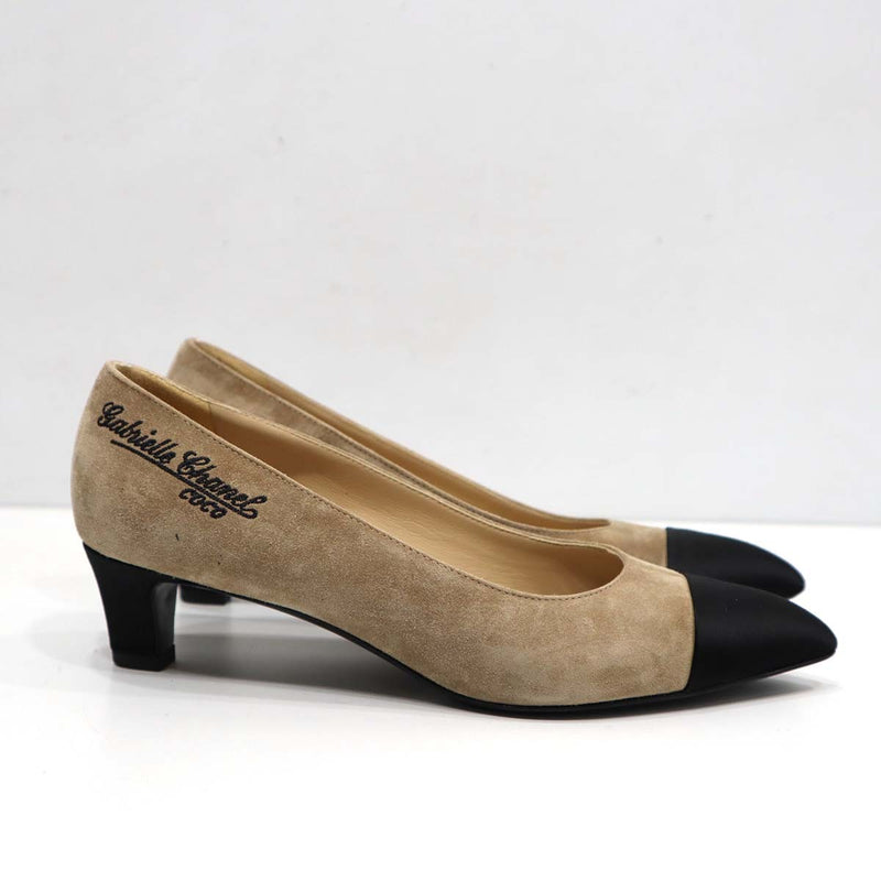 CHANEL ポインテッドトゥ パンプス ミュール ブラック ベージュ ポイン