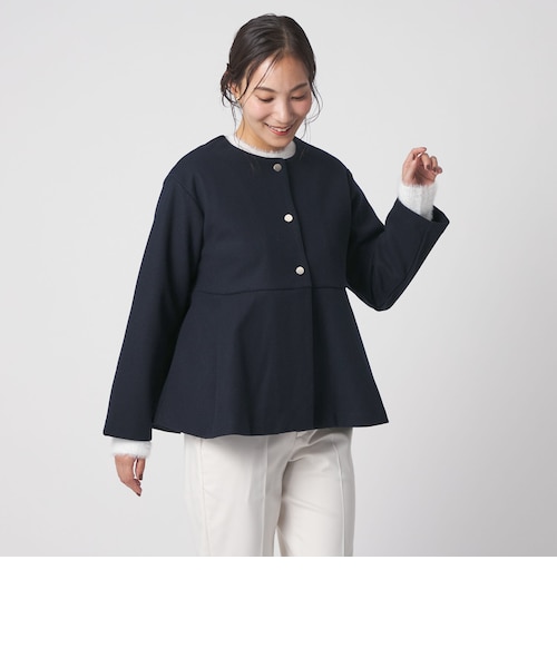 ニットメルトン ペプラム ショートコート ＜A DAY IN THE LIFE