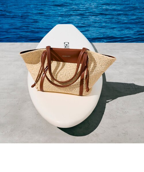 Shaliaシャリアラフィアウーブントートバッグ｜チャールズ＆キースの