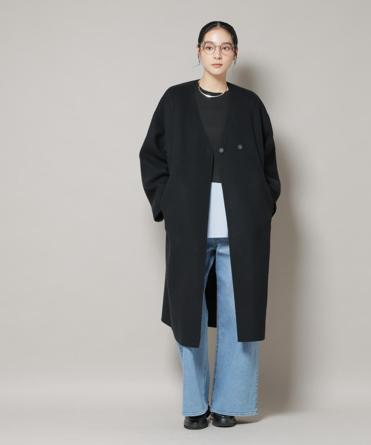 SUPER110blend リバーノーカラーロングコート | NANO universe（ナノ