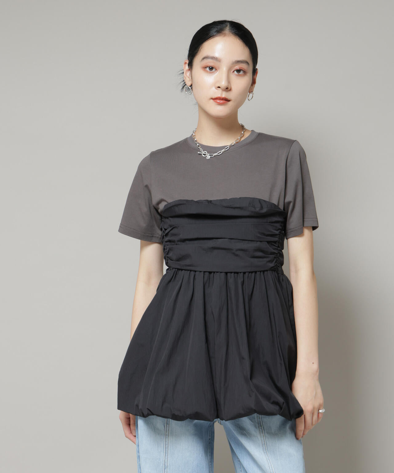 CottonバルーンRibbonビスチェ ブラックFREE CottonバルーンRibbon