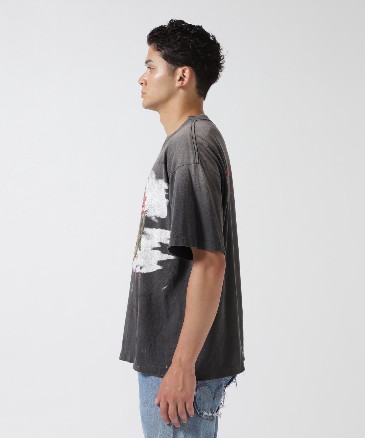 SAINT MICHAEL/セントマイケル/SS TEE DAMAGED BLACK | ROYAL FLASH