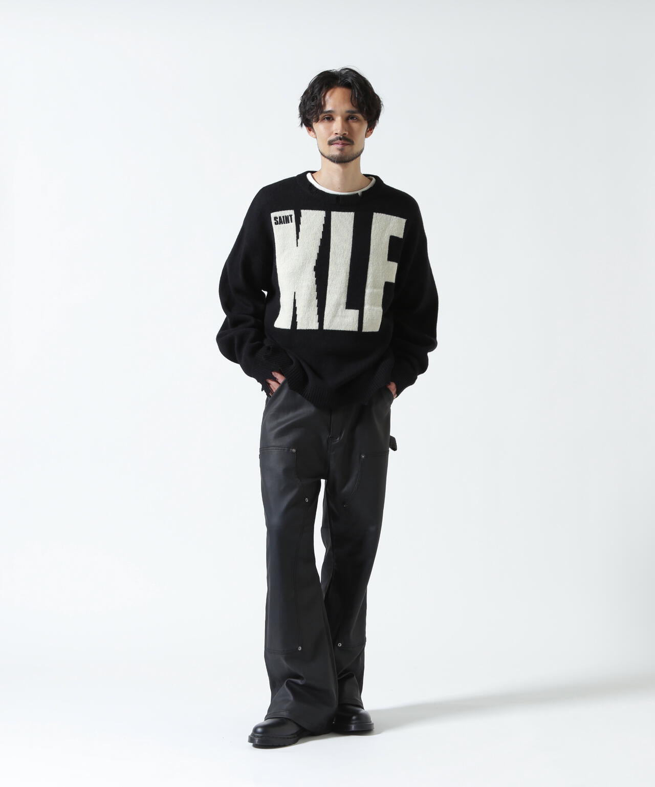 SAINT MICHAEL/セントマイケル/KLF CREW NEECK KNIT/KLF/BLACK | ROYAL