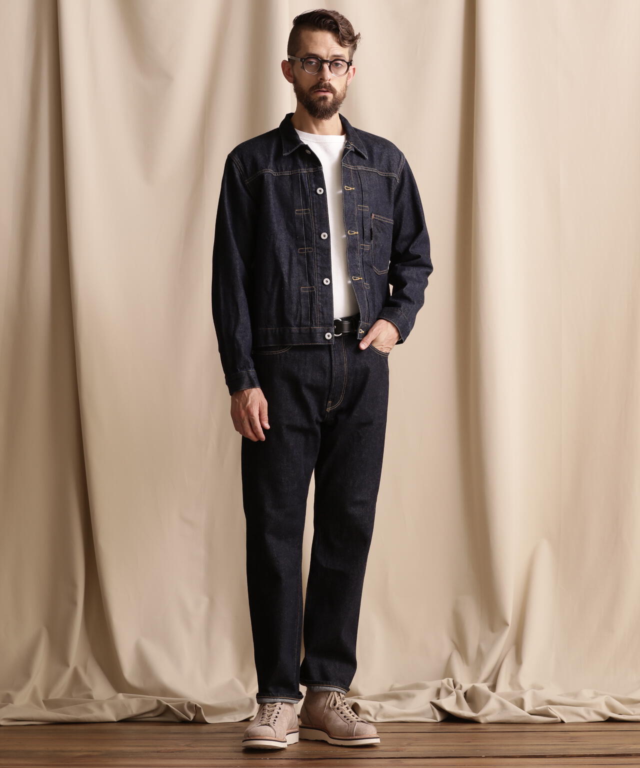 直営限定】WIDE GRIDE DENIM PANTS/ワイドシルエットデニム | Schott