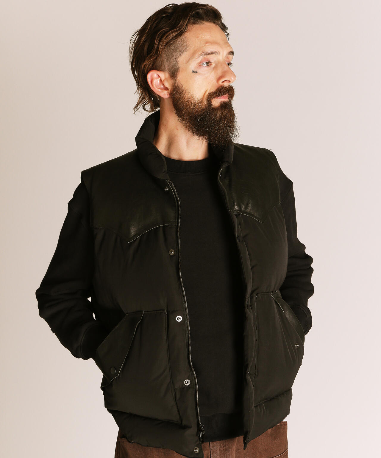 LEATHER COMB. VEST/レザー コンビベスト | Schott（ショット