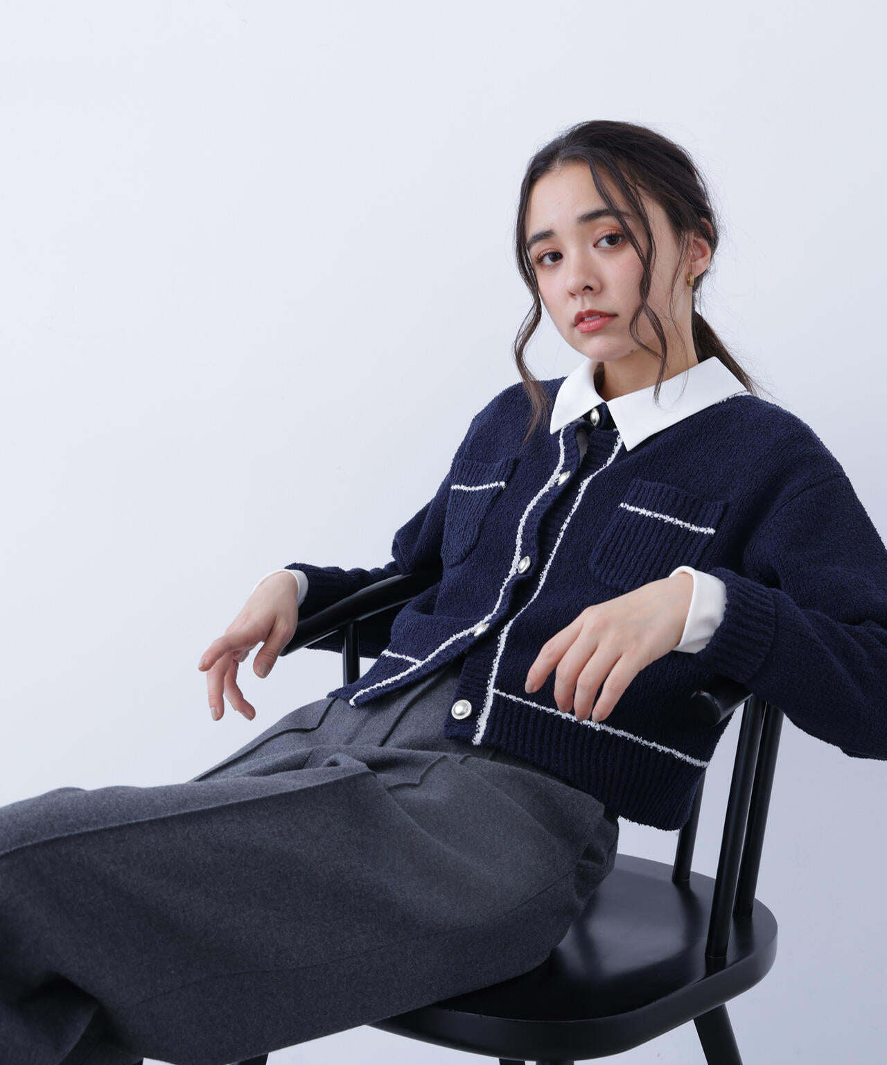 バイカラーラインポケットカーディガン | N. Natural Beauty Basic