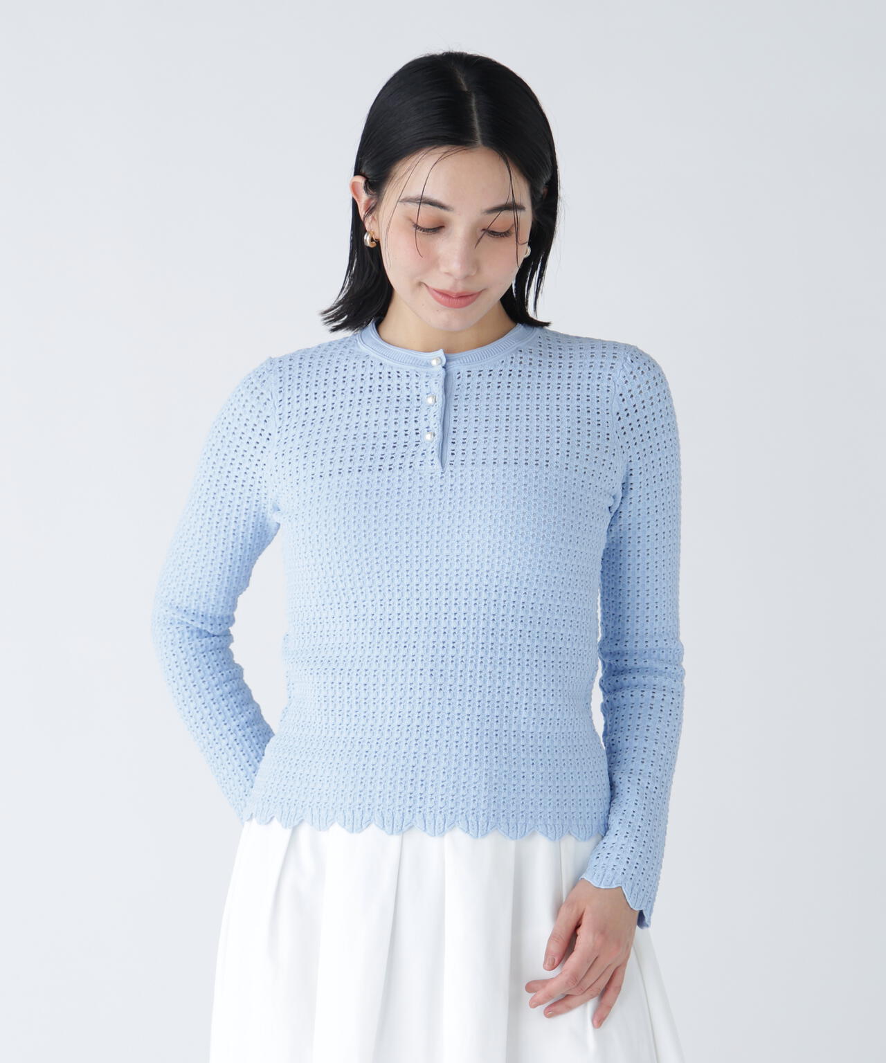 好きを着て気分が上がる】襟が取り外せるアイレットジャガードニット