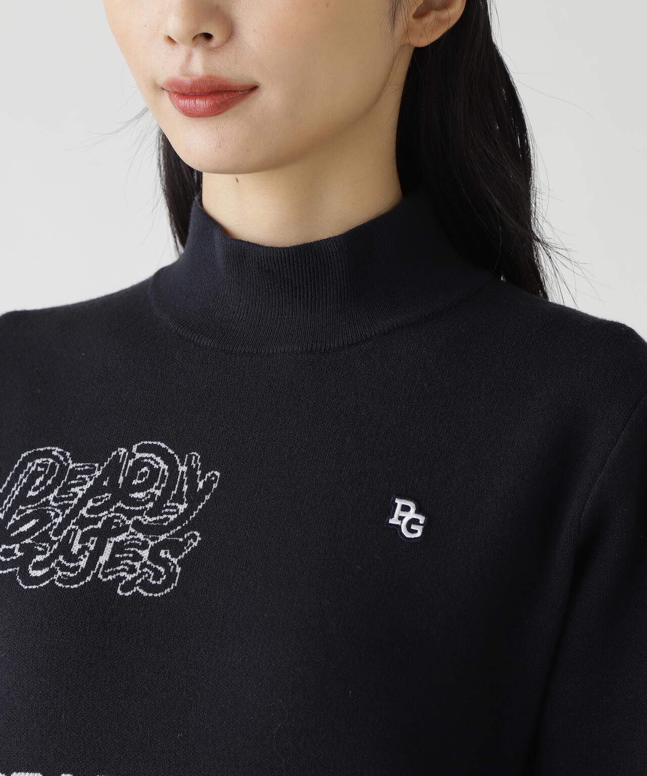 14GダブルJQ×ワッペン風ハイネックニットプルオーバー | PEARLY GATES