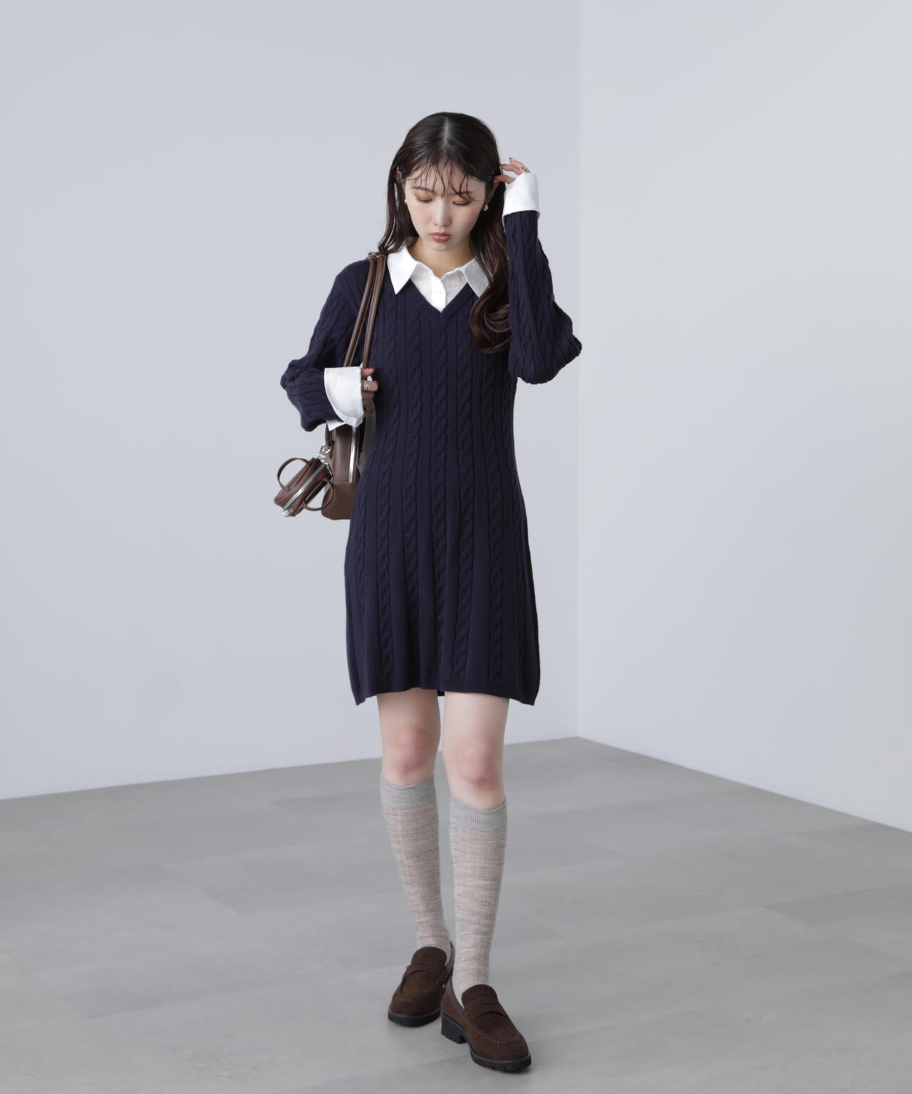 レイヤード風ケーブルニットミニワンピース | FREE'S MART（フリーズ