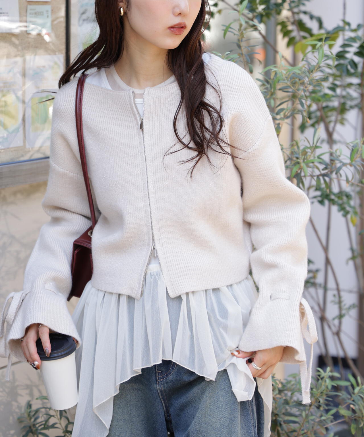 ダブルジップキャンディスリーブカーディガン | FREE'S MART（フリーズ