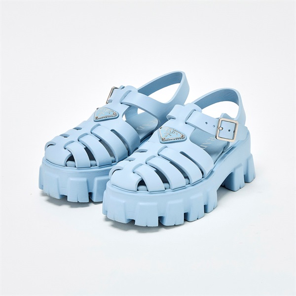 PRADA モノリス サンダル 35 ブルー レザー ラバー | MixTHINKS