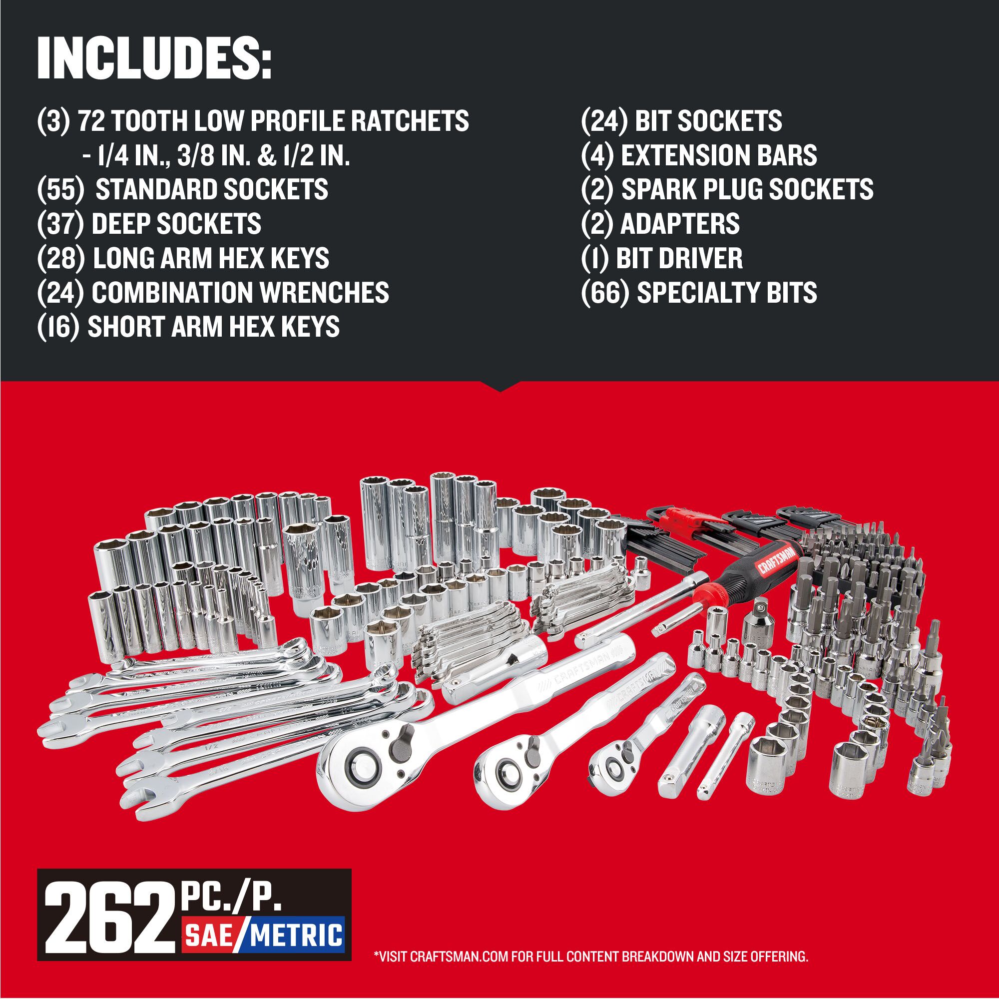 CRAFTSMAN VERSASTACK 262-Piece Standard (SAE) and Metric Polished