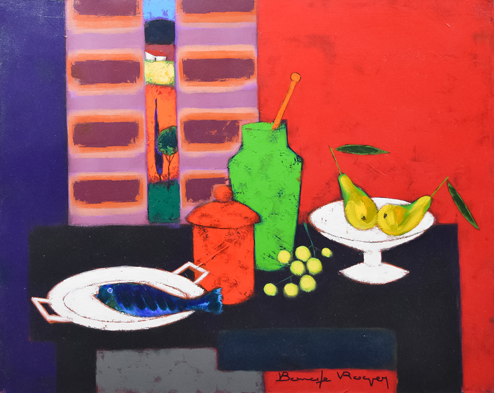 真作 ロジェ ボナフェ 農家の松と離れた納屋 4F 油彩画 真作 ロジェ