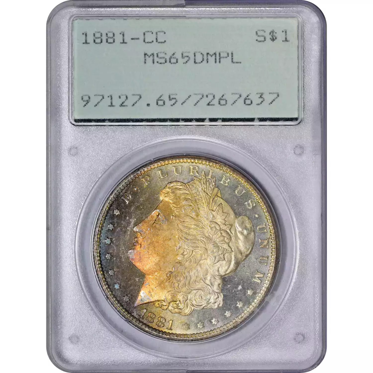 1881-CC Morgan Silver Dollar PCGS MS-65 DMPL OGH Rattler - Morton