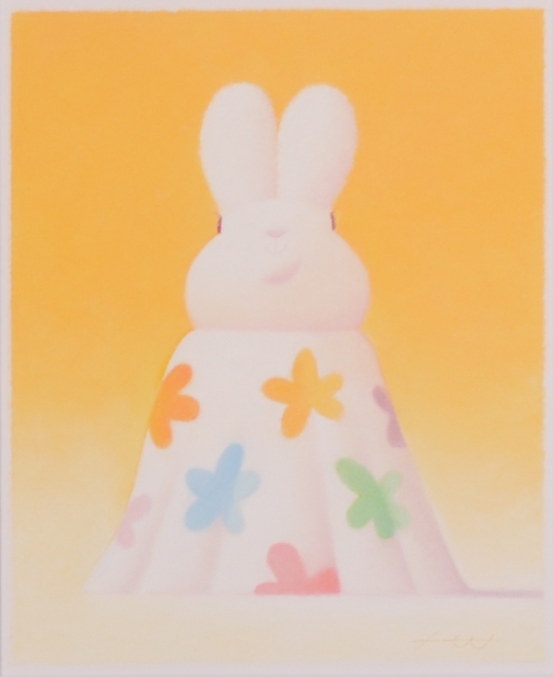 パステル画の絵画で渡辺宏が描いたウサギの絵「お気に入りの