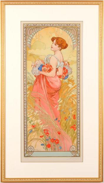 インテリアの絵画をリトグラフの版画で制作したアルフォンス・ミュシャ