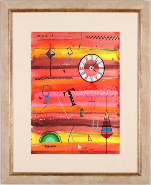 絵画の水彩画で若松愛子が描いた抽象画「記憶の層 P-1」を通販で販売