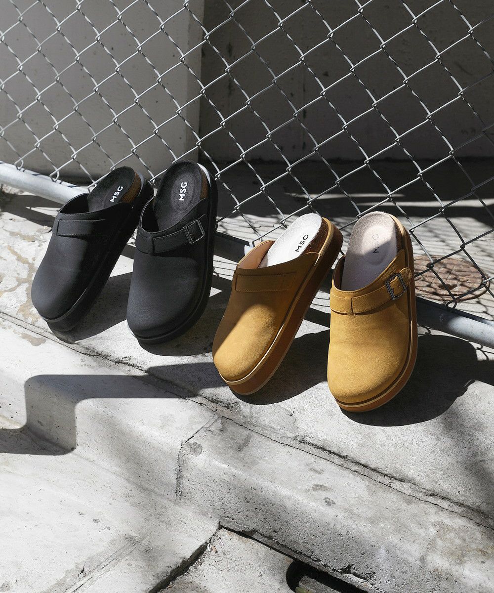 ハイボリュームソールフェイクスウェードミュール/スリッポン/サンダル